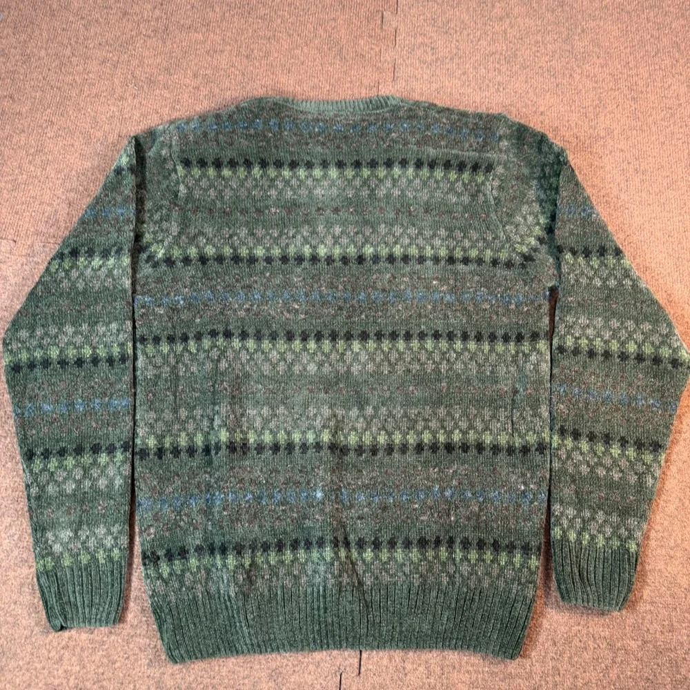 Dockers Fair Isle Sweater Mens Medium Green Geometric Knit Crewneck Pullover